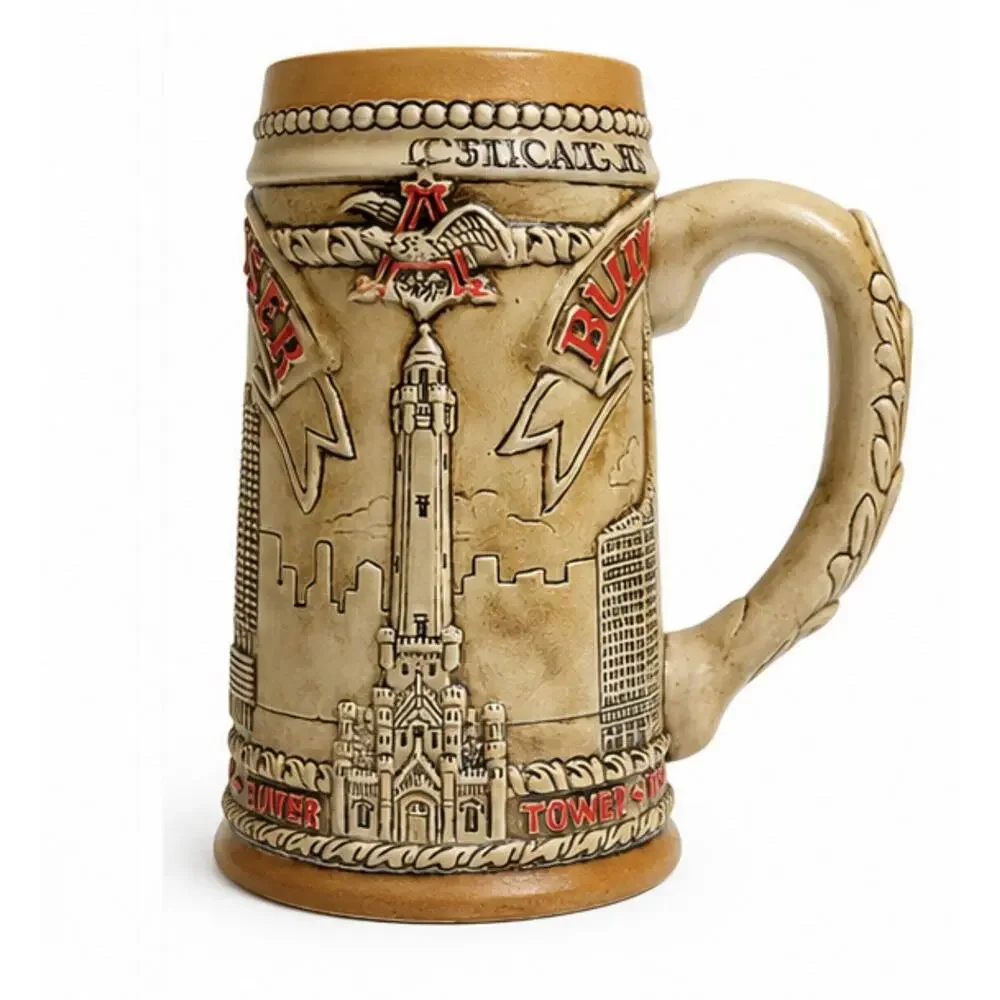 Budweiser Chicago Skyline Limited Edition Ceramarte Brazil Beer Stein Mug 1981